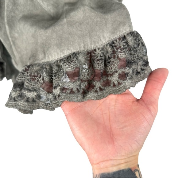 Umgee Sleeveless Button Down Dress Lace Ruffle Trim Gray Mineral Wash Size M - Picture 7 of 9